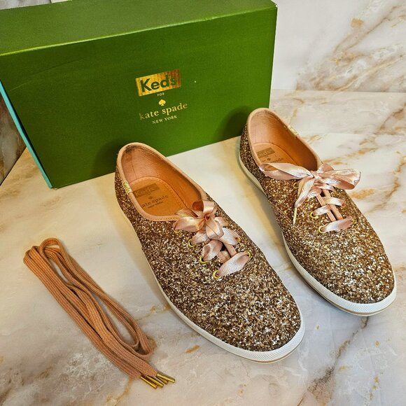 kate spade Shoes - Kate Spade Keds Sneakers with Rose Gold Glitter, Size 8.5